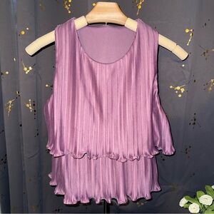 Purple Sleeveless Layer Top Blouse